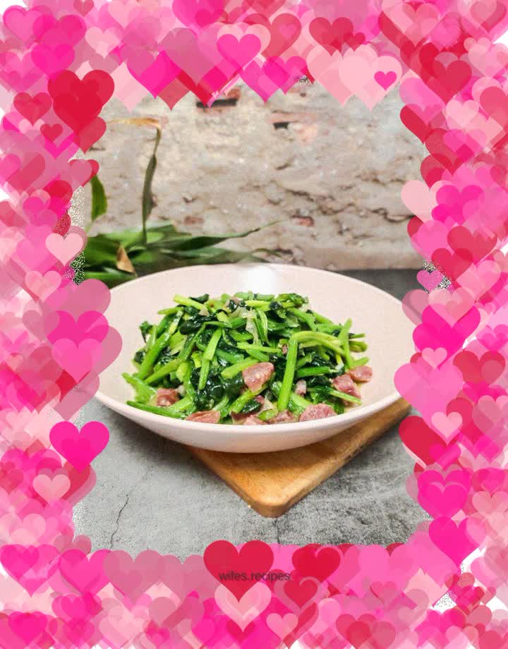 Stir-fried Spinach with Sausage