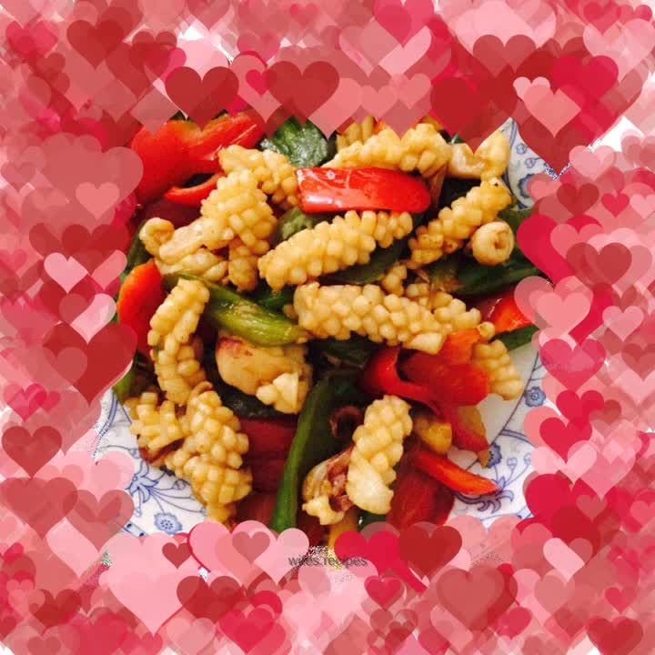 Fresh squid with green pepper