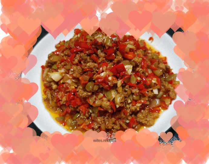 Stir-fried red pepper with minced pork and pickled mustard