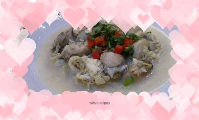 Steamed egg and oysters