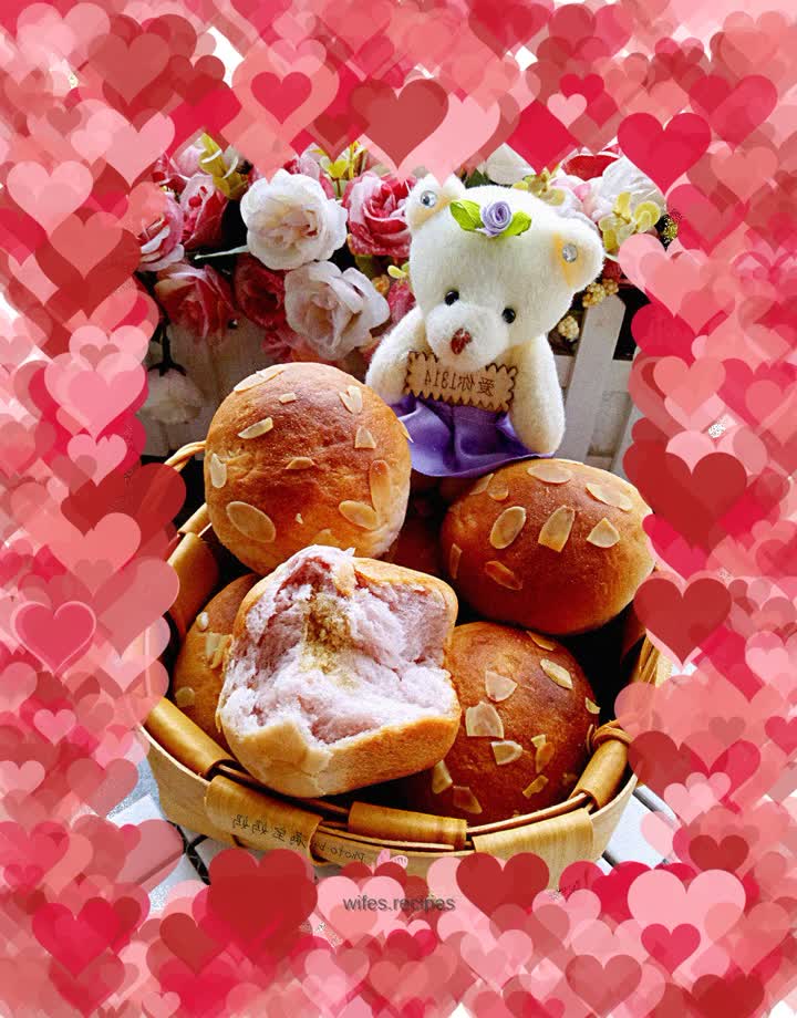 Purple Sweet Potato and Meat Floss Meal Buns