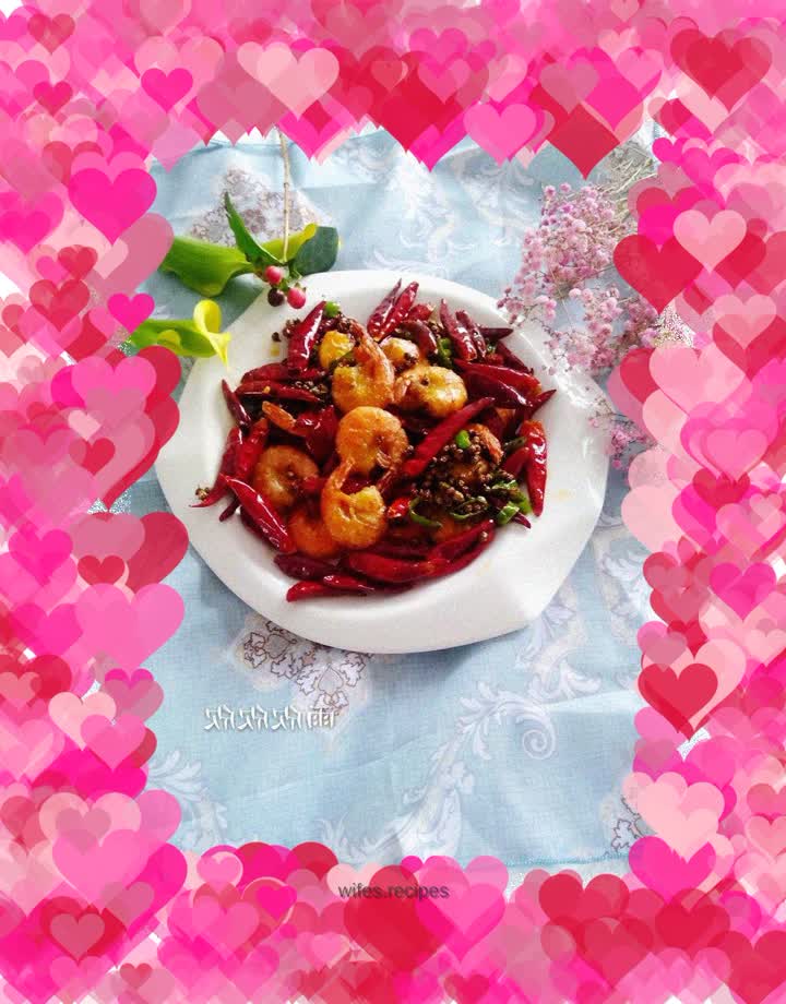 Spicy stir-fried prawns