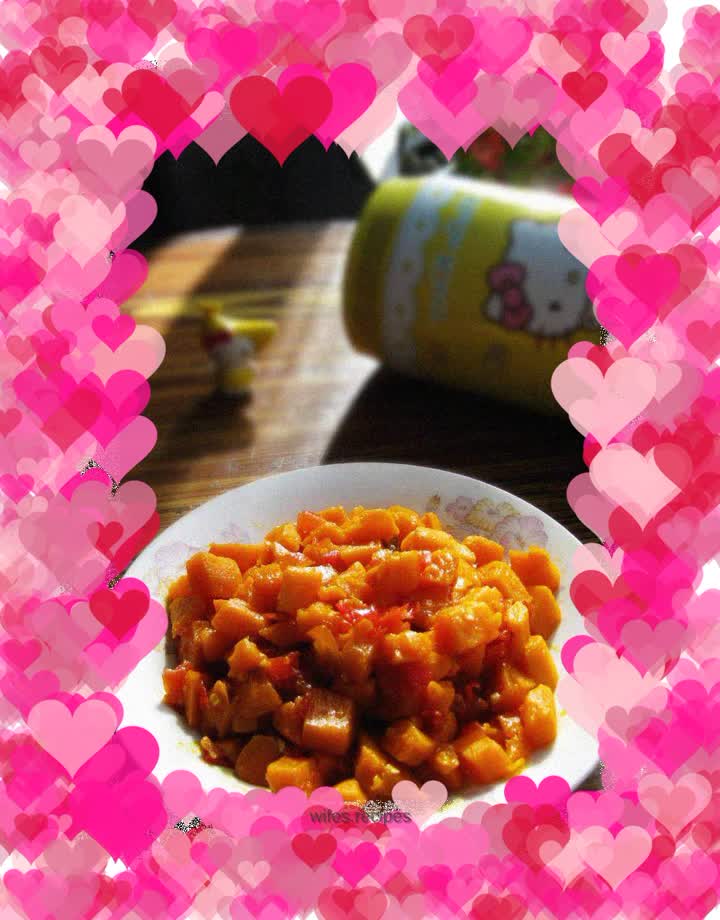 Stir-fried pumpkin with chopped pepper