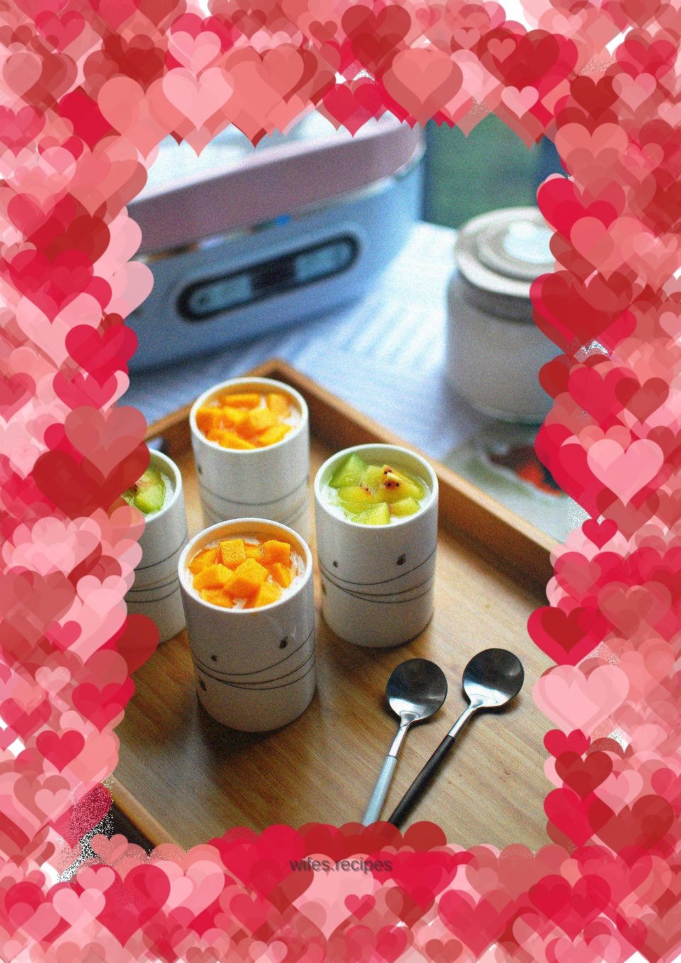 Divided cups of yogurt