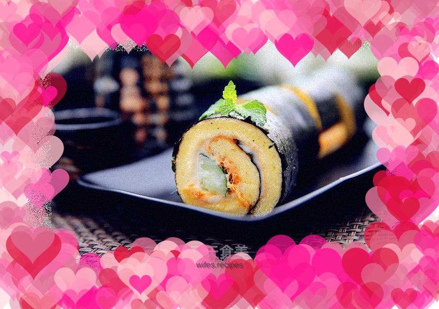 Seaweed and meat floss cake roll