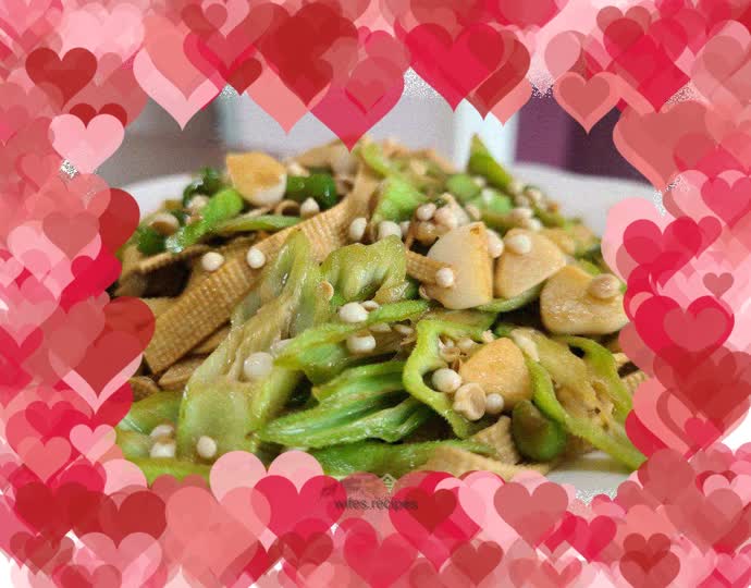 Stir-fried tofu skin with okra