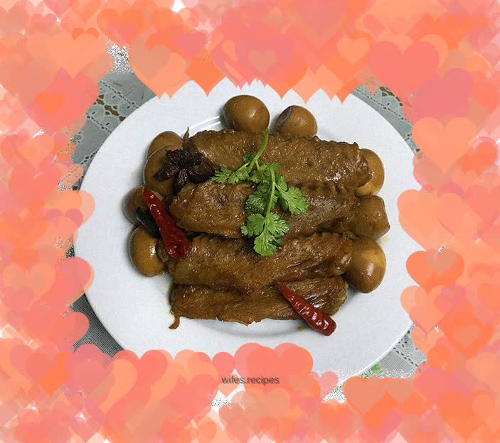 Four pieces of braised duck with quail eggs