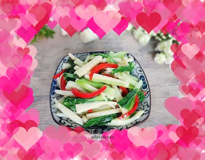 Stir-fried wild rice with Chinese cabbage