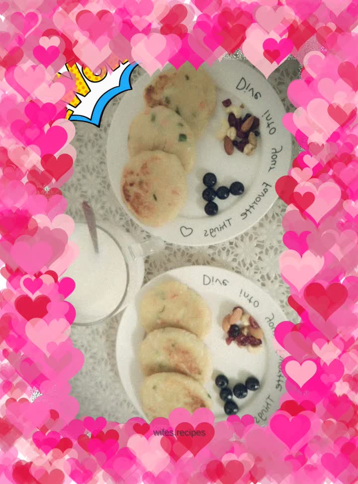 Scallion, ham and potato pancakes