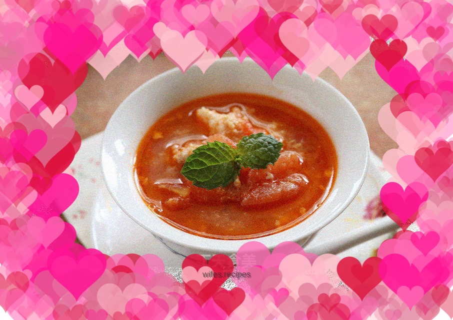 Tomato minced meat and double egg soup