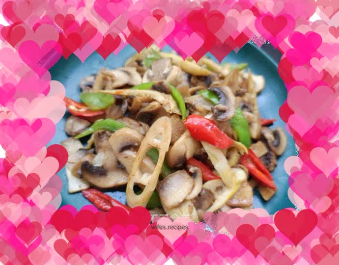 Fried Mushrooms with Bamboo Shoot Tips