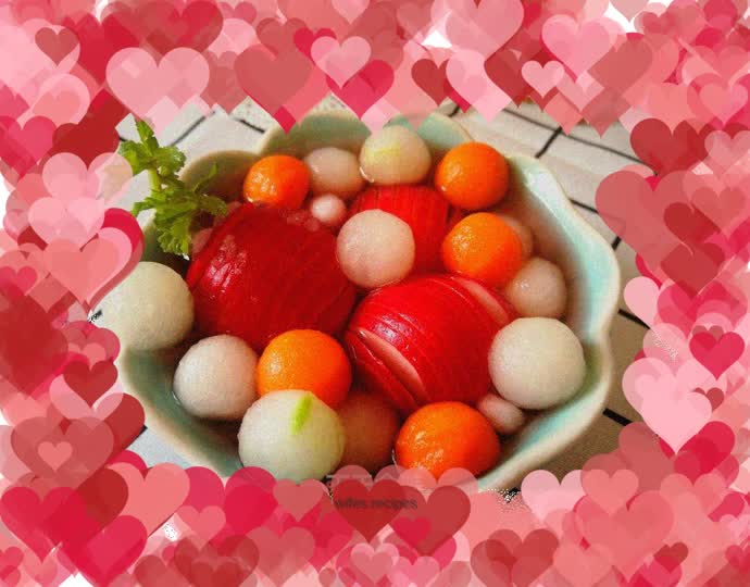 Sweet and sour radish and winter melon balls