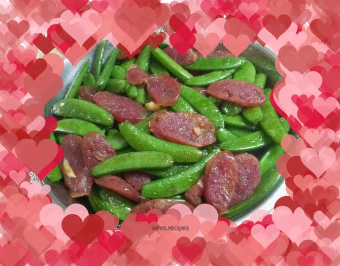 Stir-fried bacon with sweet beans