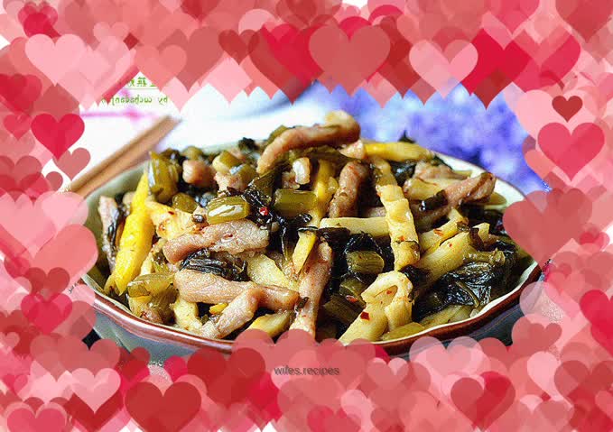 Stir-fried shredded pork with mustard mustard