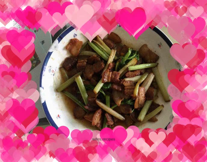 Stir-fried pork belly with celery