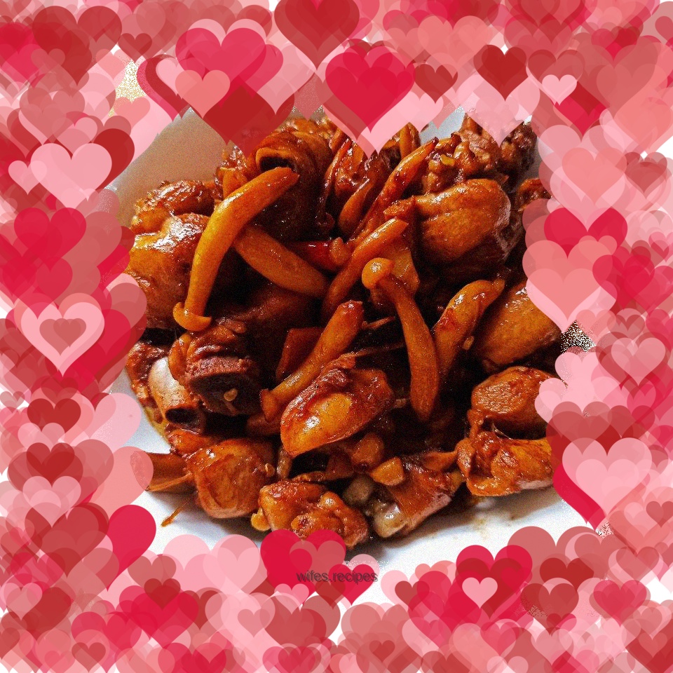 Grilled White Jade Mushrooms with Chicken Nuggets