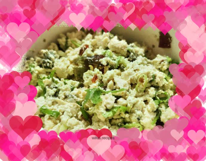 Preserved egg with green onion and tofu