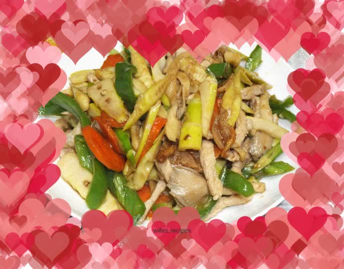 Mountain game, stir-fried wild bamboo shoots with oyster mushrooms