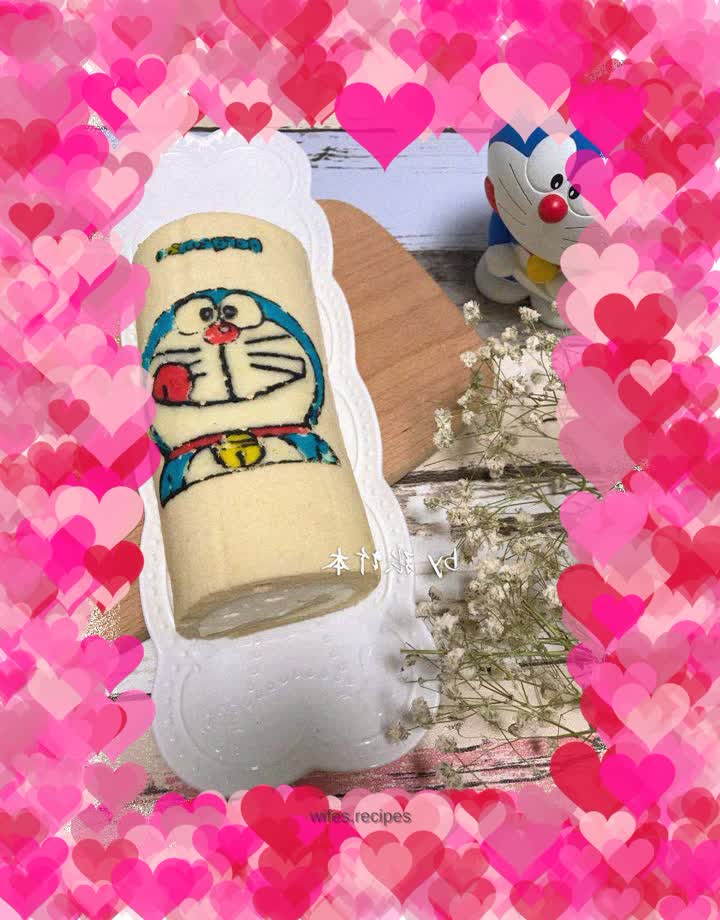 Fluff Marshmallow Doraemon Painted Cake Roll
