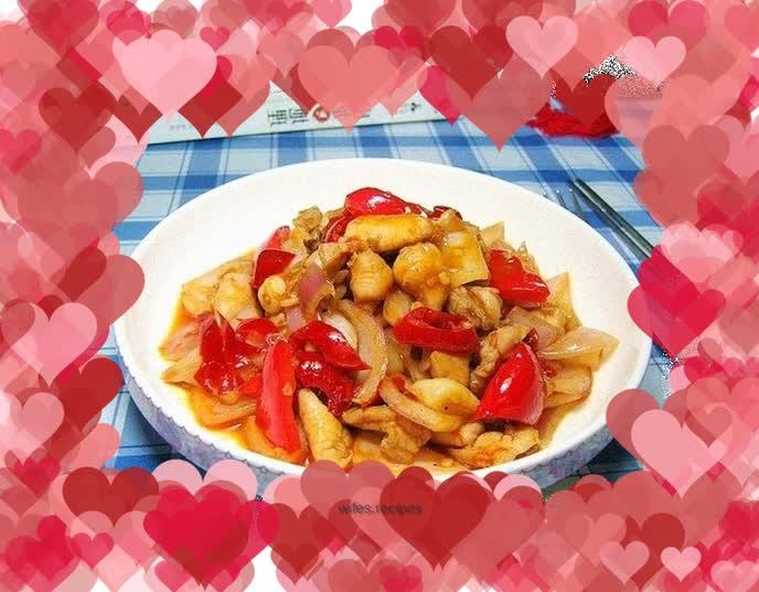 Very tender and delicious - diced rabbit with pickled pepper