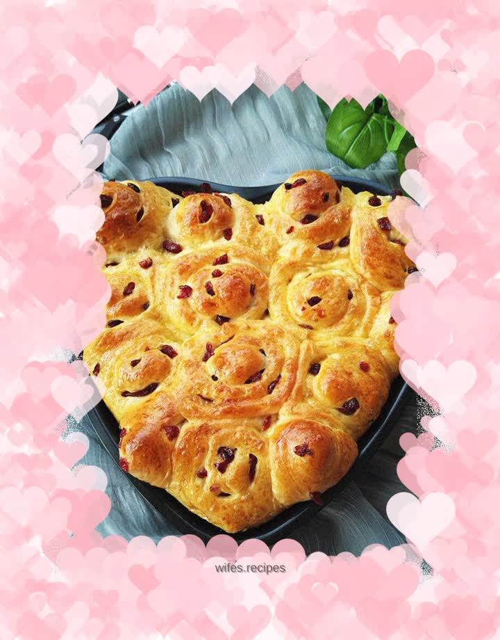 Cranberry heart-shaped bread