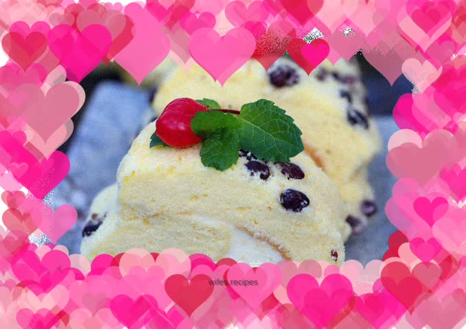 Honey red bean chiffon cake roll