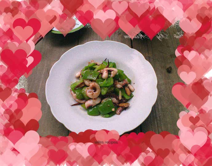 Stir-fried squid with green pepper