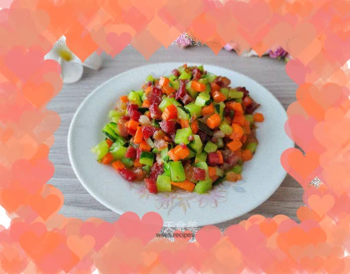 Stir-fried beef with carrots and cucumbers