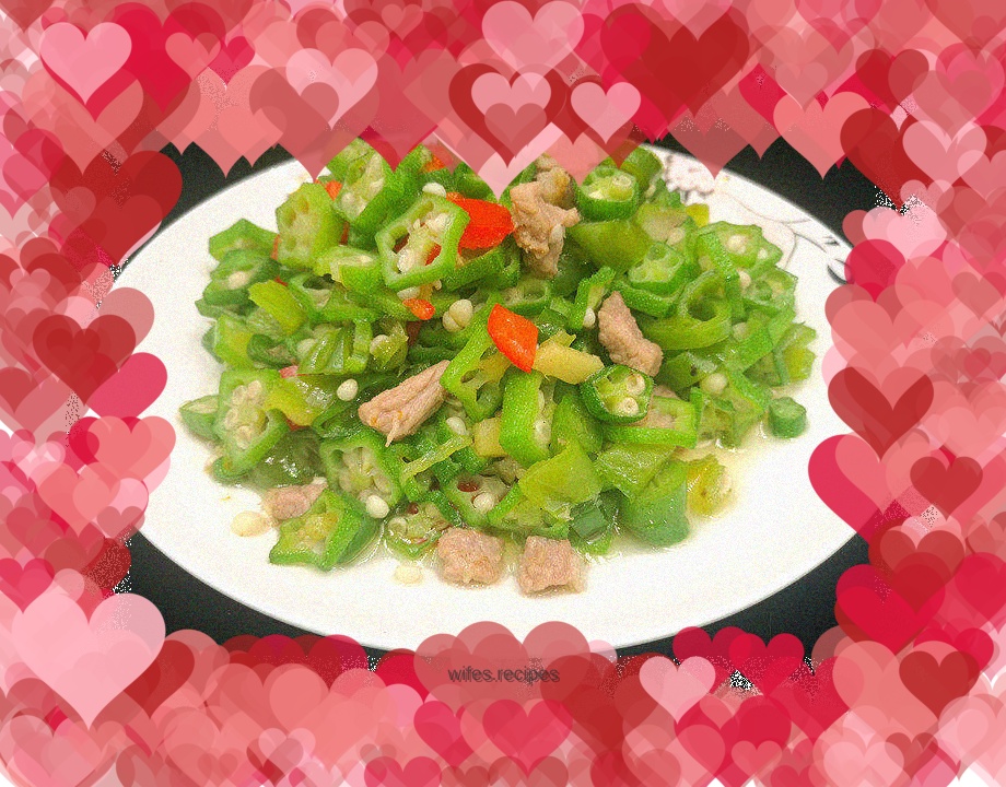 Fried pork with okra