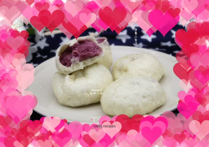Purple sweet potato buns for children