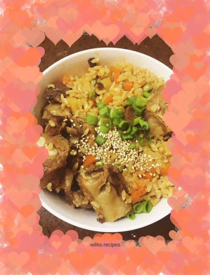 Casserole with pork ribs and rice