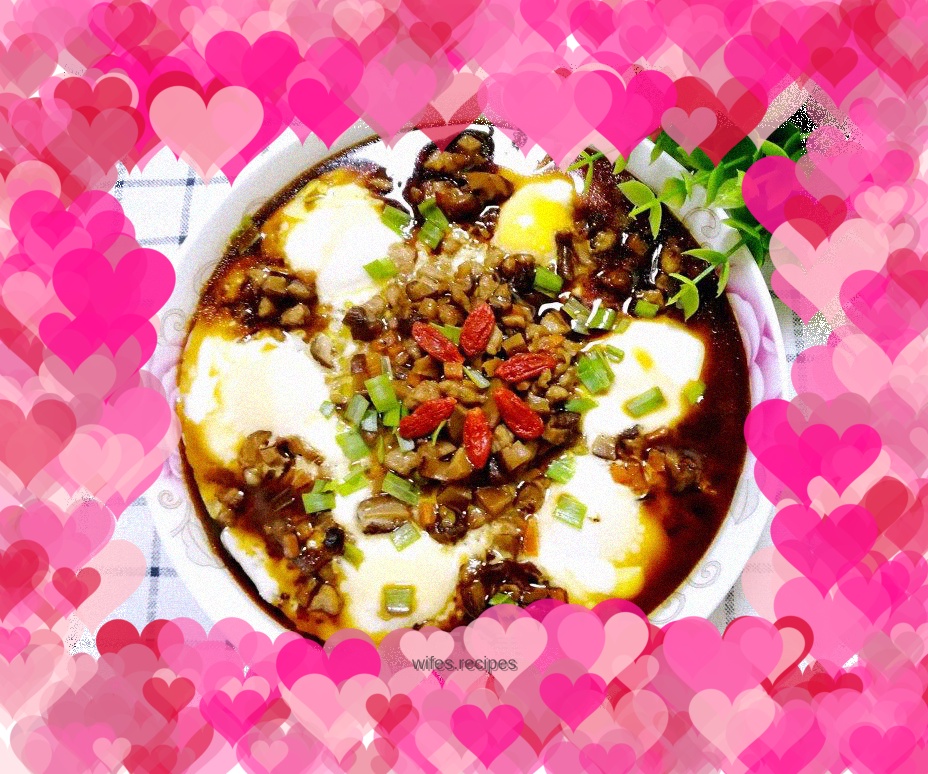 Steamed Egg with Mushroom and Minced Pork