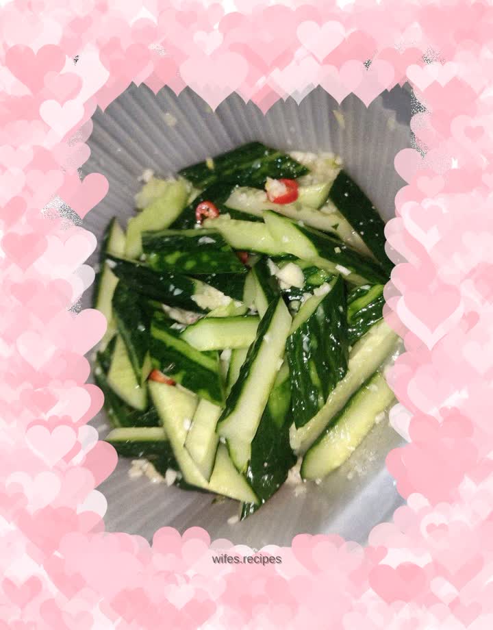 Smash cucumber with salad knife