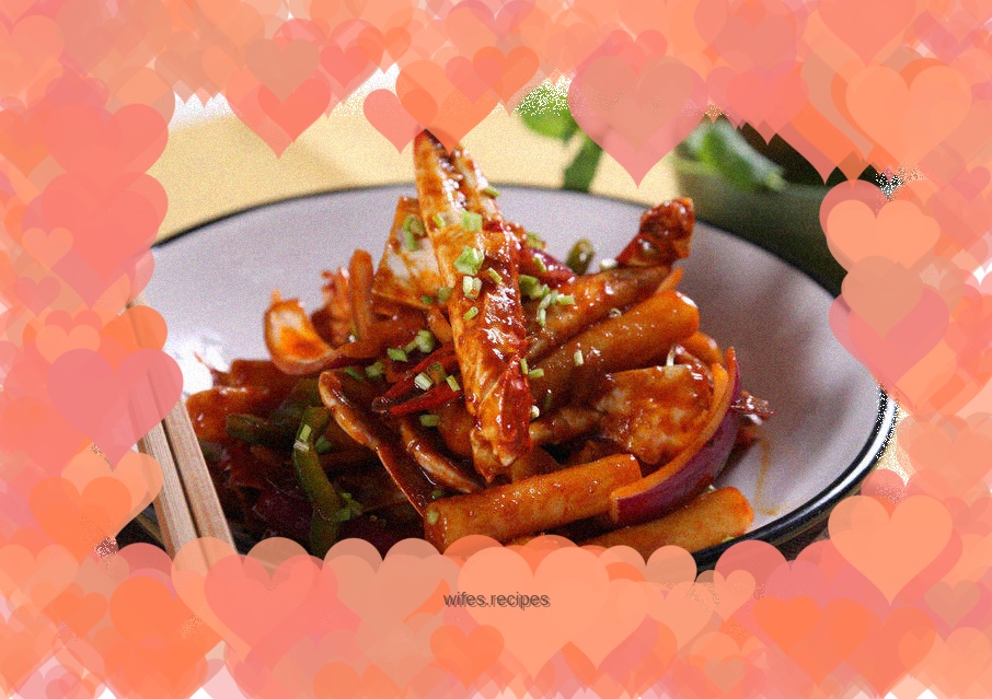 Fried crab with rice cake