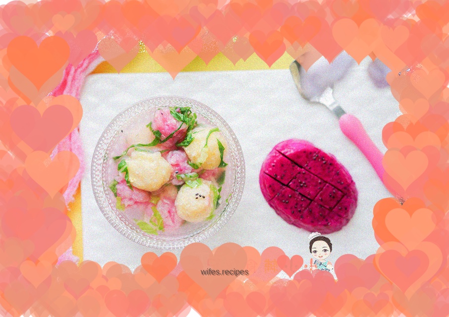 Complementary food for 10 months and above: two-color potato and minced meat ball soup