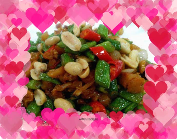 Fried clam meat with green beans