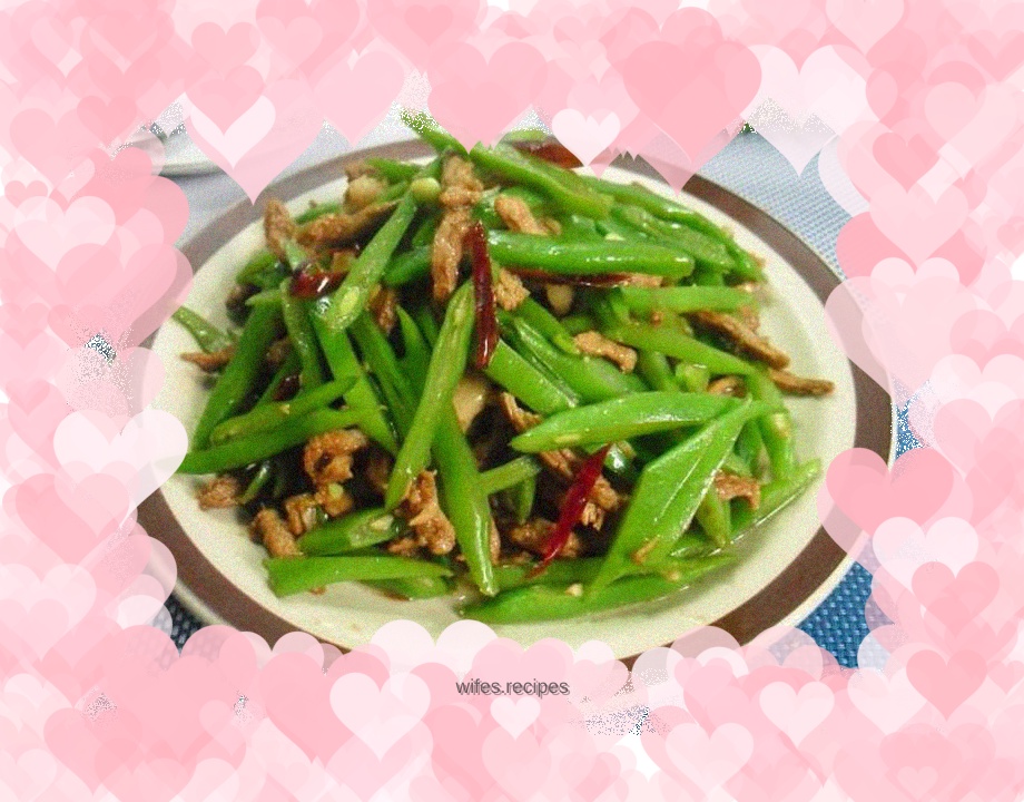 Stir-fried sword beans with shredded pork