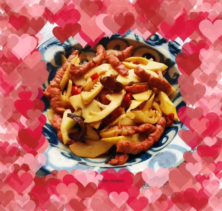 Stir-fried spring bamboo shoots with beef