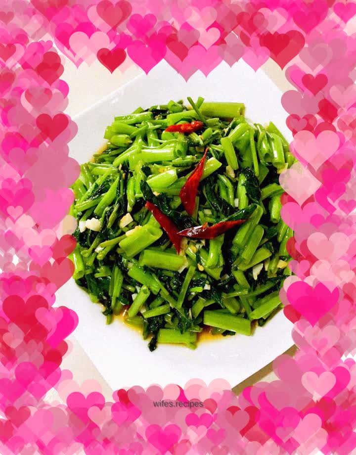 Spicy water spinach with garlic paste