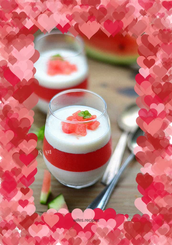 Milk and watermelon pudding