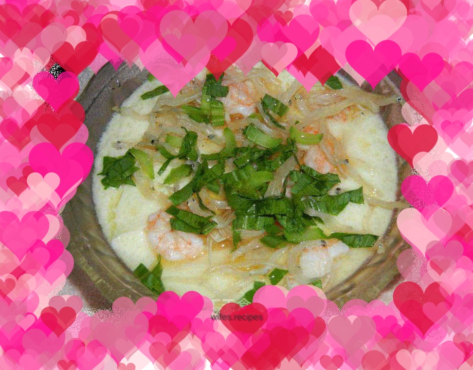 Steamed egg with whitebait and shrimp