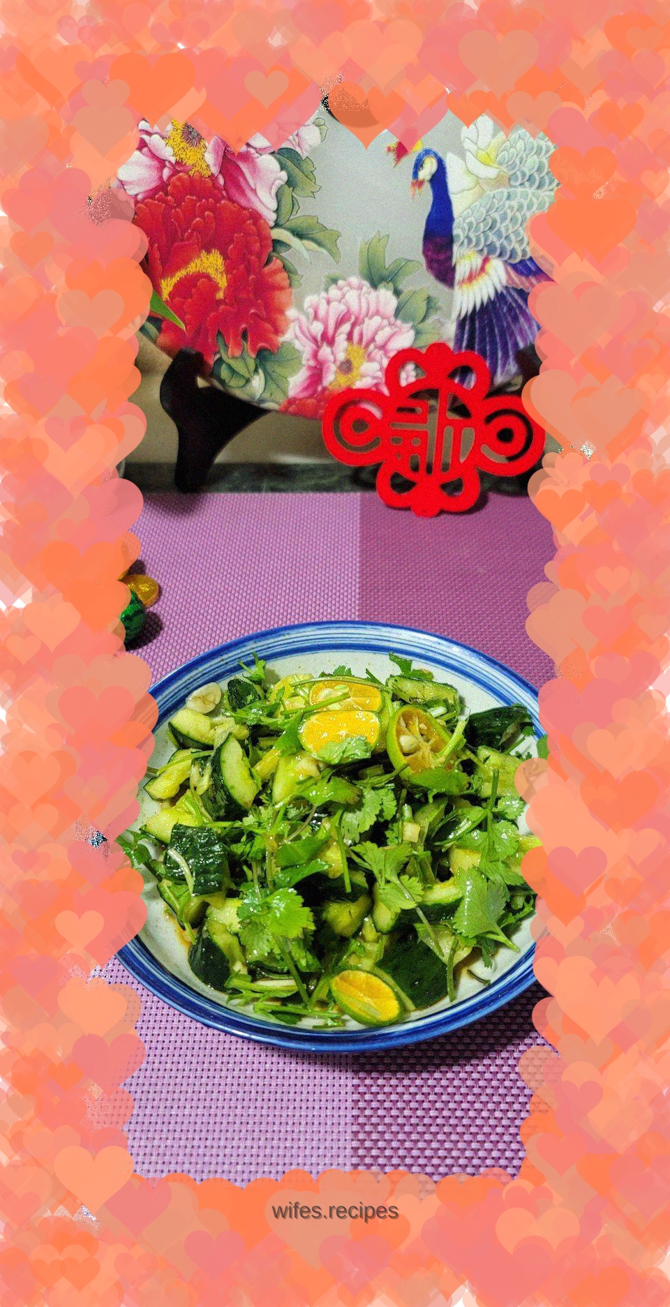 Cucumber mixed with coriander