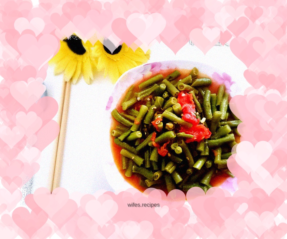 Stir-fried beans and tomatoes