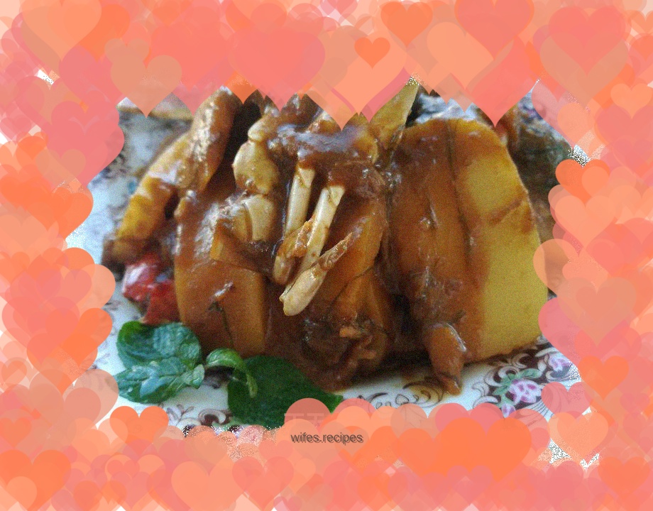 Fried rice cake with swimming crab