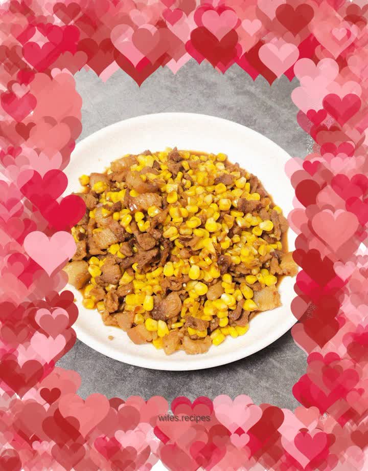 Stir-fried corn with diced pork