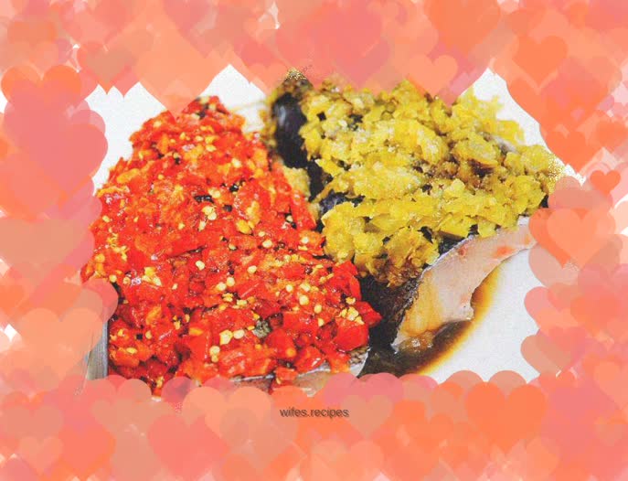 Fish head with double pepper