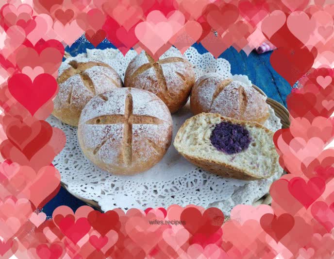 Low-fat wheat bran purple sweet potato bread