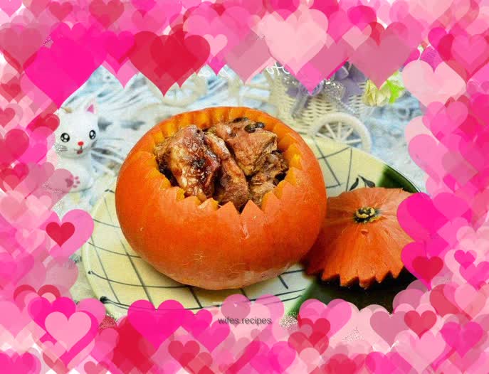 Steamed Pumpkin with Black Bean Flavor Pork Ribs