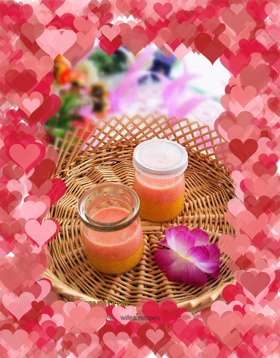 Mango and tomato double flavor pudding