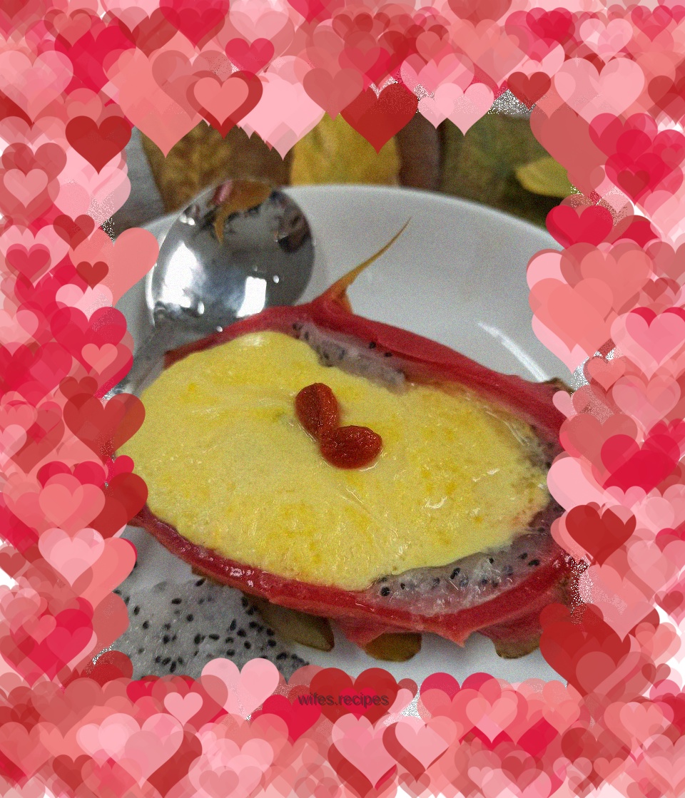 Dragon fruit steamed egg custard